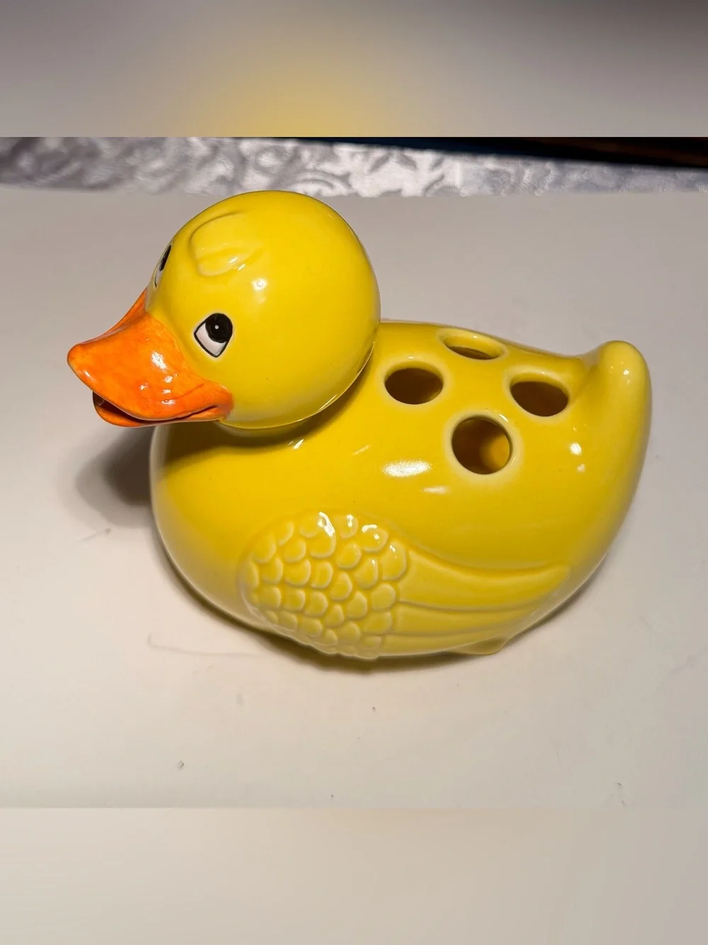 Charming Ceramic Yellow Duck Toothbrush Holder